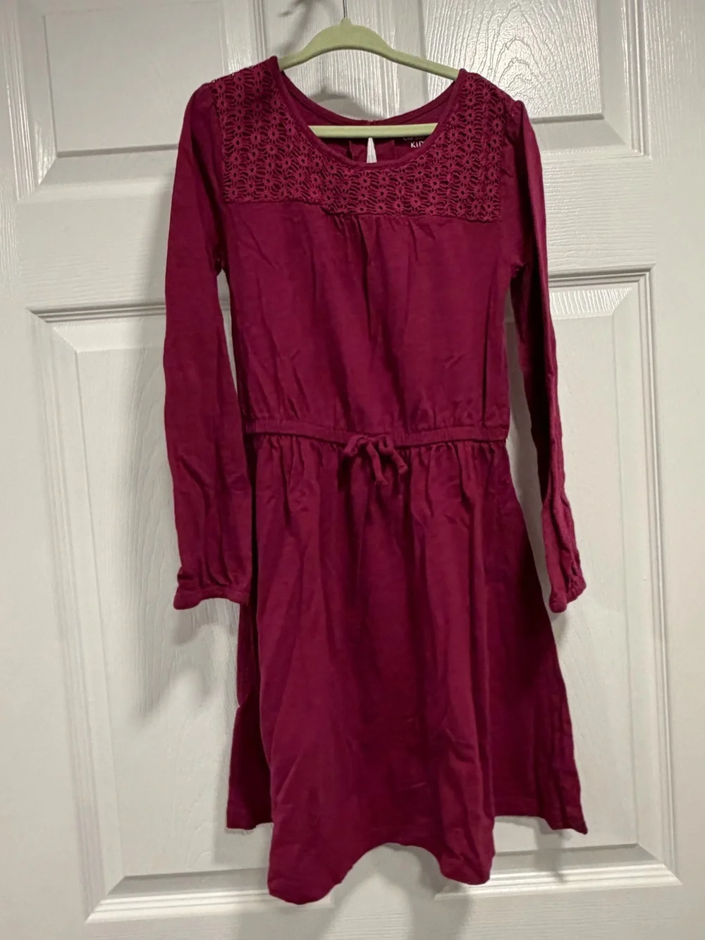 Carter's Girls Magenta Long Sleeve Dress with Drawstring Waist